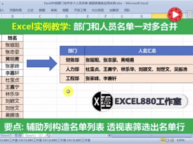 【视频教程】Excel部门名单合并 合并同类项 一对多合并 巧用透视表实例讲解