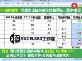 【视频教程】Excel显示带颜色的箭头+数据形式 销售同比数据美化